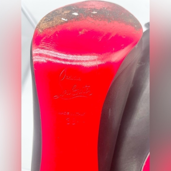 Christian Louboutin Black leather & Mesh peep toe Disorder booties 120mm EU 38 - Picture 12 of 15